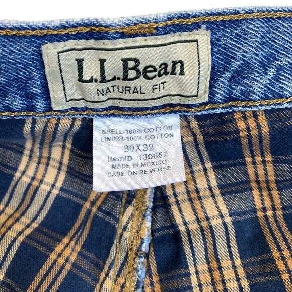 L.L. Bean Womens Vintage 90s Plaid Flannel Lined Jeans High Waisted Tapered Leg - Picture 12 of 16